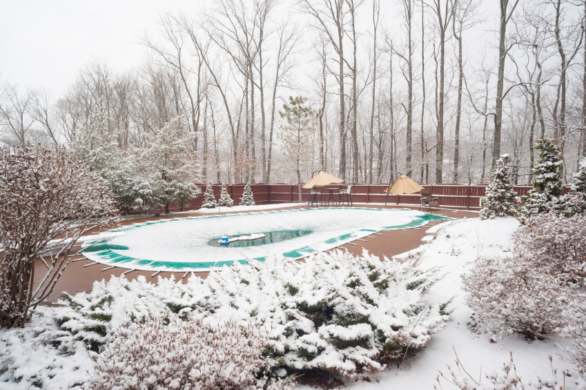 pool yard snow