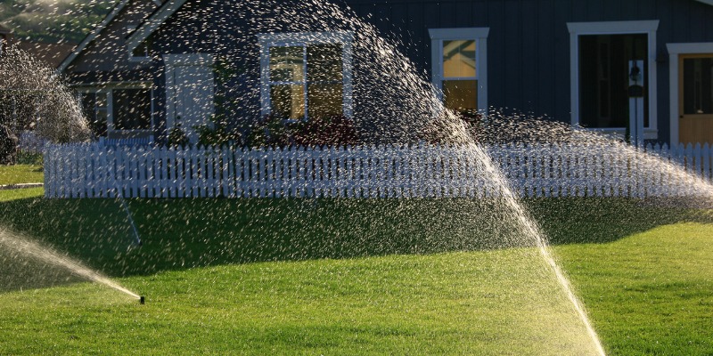 water sprinklers on lawn