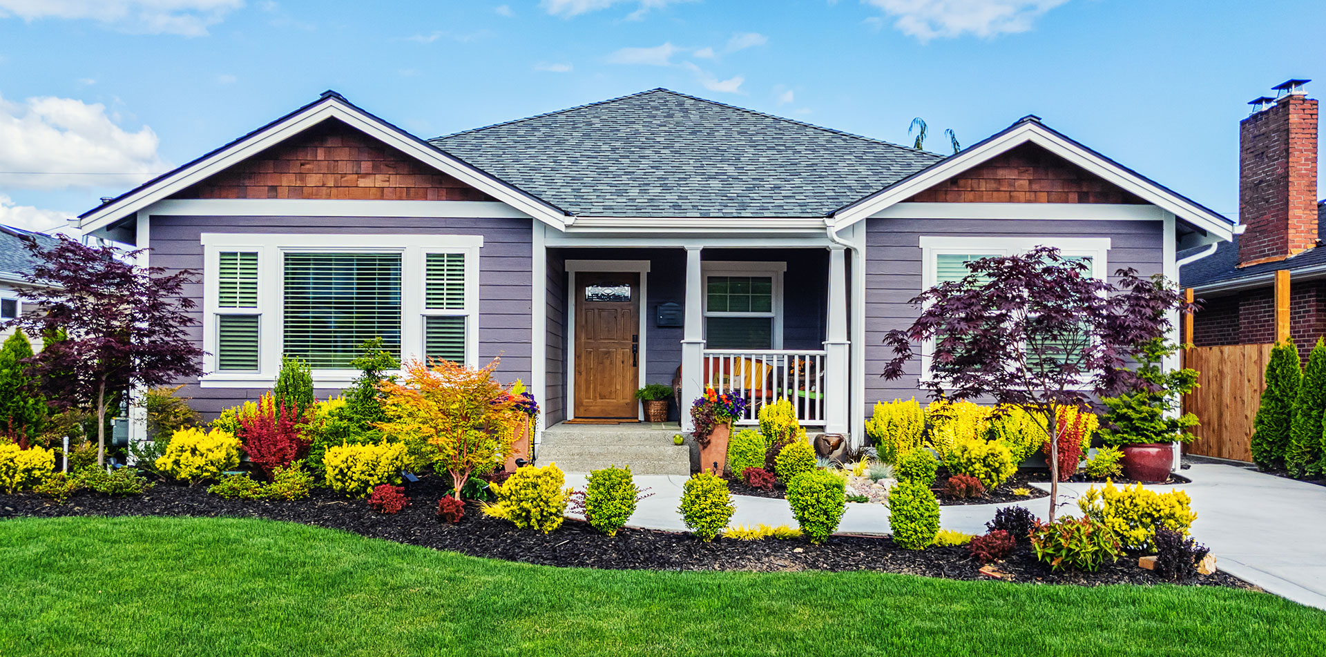 front yard with lawn and garden maintenance toronto