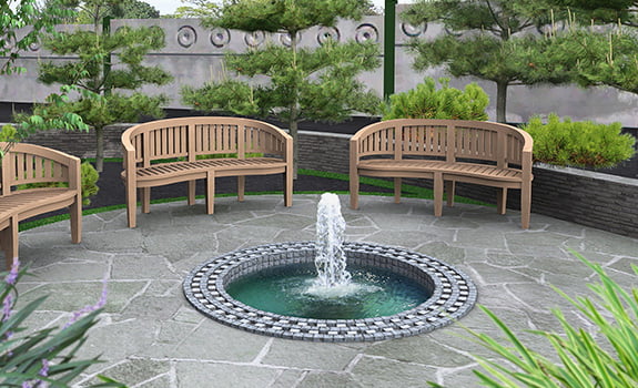 stonework water feature in the garden